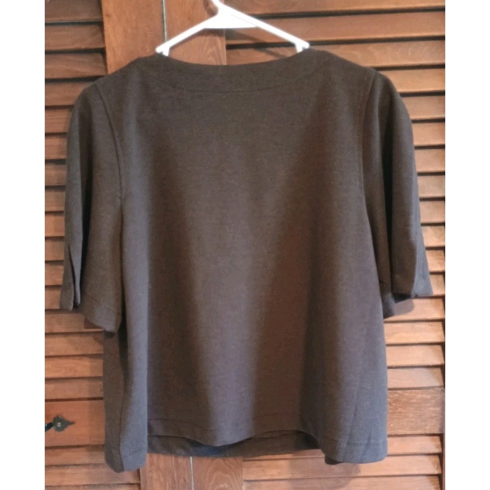 NWT Max Studio Chocolate Brown Vneck Top Blouse Sz Large Neutral Minimalist - Picture 6 of 6